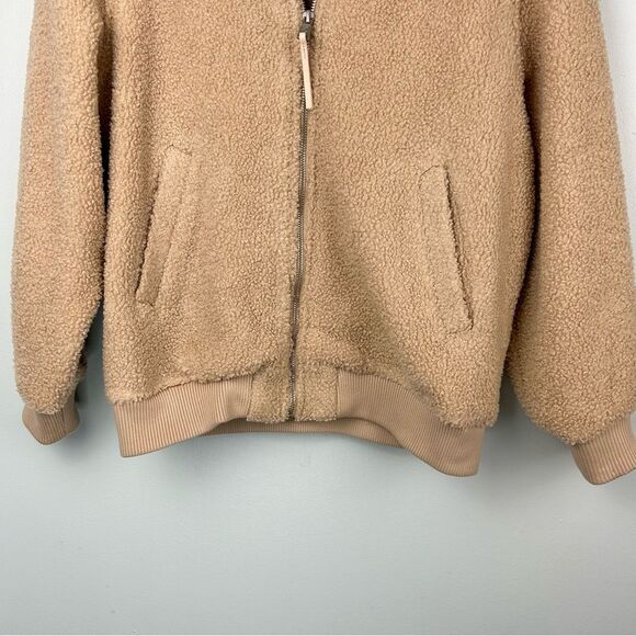Avec Les Filles Sherpa Jacket Fuzzy Furry Warm Full Zip Tan Women’s Sz S - Picture 10 of 16